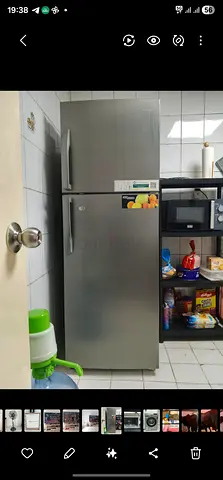 Good condition double-door refrigerator - stainless steel finish
