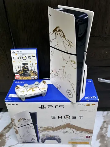 PS5 SLIM DISC GOSHT EDITION 1 CONTROLLER 1 GAME WITH BOX FOR SALE