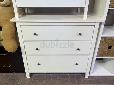 Chest of 3 drawers, white stain