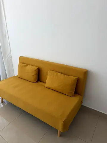 Mustard Yellow 2-Seater Sofa Bed - Compact and Clean