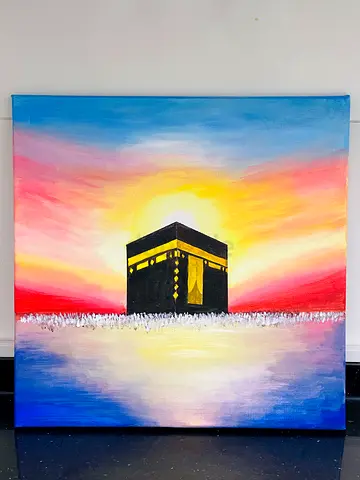 Hand-painted Canvas of the Kaaba at Sunrise