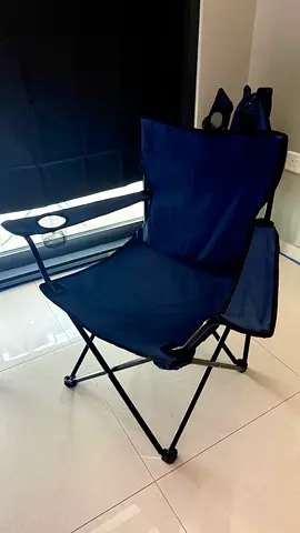 Foldable Outdoor Camping Chair with Cup Holder - Navy