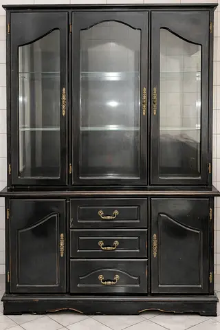 Urgent sale Solid Wood Vintage Display Cabinet with Glass Doors and Drawers