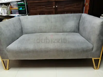 Grey Sofa with Gold Legs