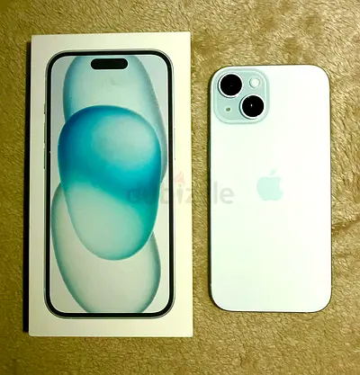 White Apple iPhone 15 with box) — Good condition