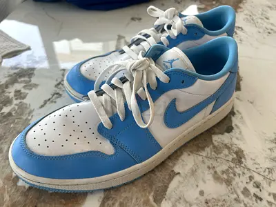Nike golf Air Jordan 1 Low - White/University Blue, Size 45.5 (Pre-owned)