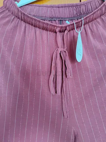 بنطلون نسائي صيفي واسع Comfortable womens drawstring lounge pants - dusty rose, size L