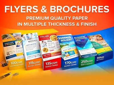 Flyers  Brochures - Premium Quality Printing Paper (Various GSM)