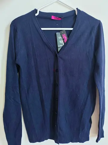 جاكيت نسائي كحلي قماش خفيف Navy Blue Womens Button-Up Lightweight Cardigan - New with Tags