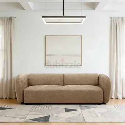 Round corner armrest tufted 3 seater sofa