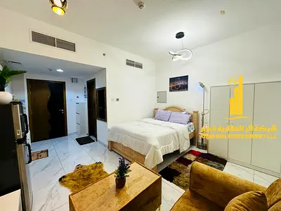Luxury fully furnished studio with a semi-separate kitchen ✨Ajman Al Nuaimiya. For monthly rent. Rent includes bills, net