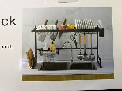 Over-Sink Stainless Steel Dish Drying Rack with Utensil Holders