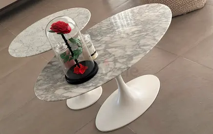Set of 2 Tulip Style real authentic Marble Top