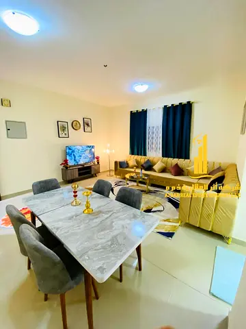 Luxury one-bedroom apartment with a balcony and open views. Ajman, Al Rawda. Fully furnished, available for monthly rent.