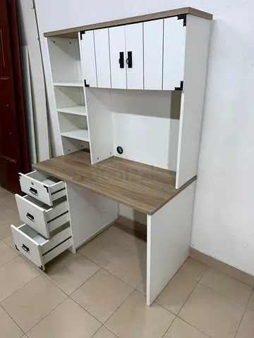 Home Centre study desk with storage in white and wood brown