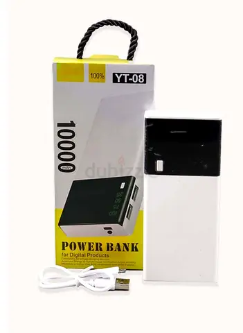 Portable 10000mAh Power Bank with Dual USB (White) - Lightly Used