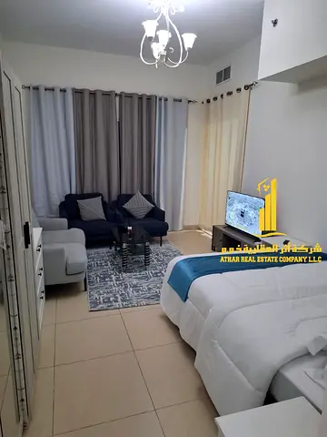 A golden opportunity! Luxurious, fully furnished studio apartment for monthly rent in Al Yasmin Towers, Al Jurf 2, Ajman ✨