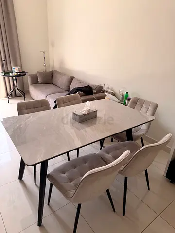 Dining Table with 5 velvet chairs