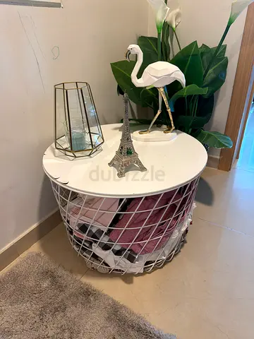 Modern White Round Storage Side Table
