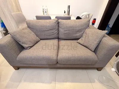 2-Seater Grey Fabric Sofa - Good Condition