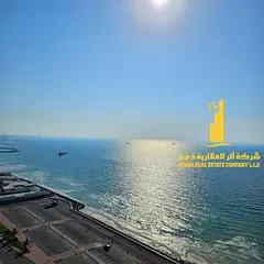 Three-bedroom duplex apartment with a sea view, furnished, with a gym, swimming pool, and parking fo