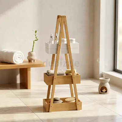 Wooden Bamboo Storage Stand — Ideal for Bathroom or Home Organizing