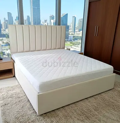 Brend New fabric wooden Queen size 160x200 bed with Madical Matress Available
