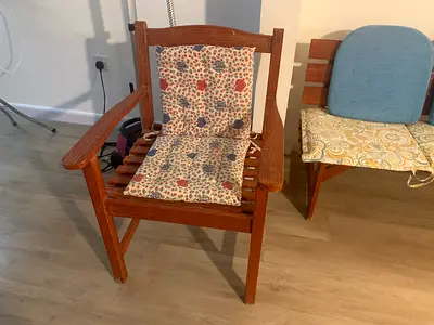Solid Wood Armchair with Cushions - Set of 2