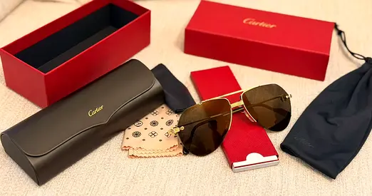 Cartier Première de Cartier Half-Rim Pilot Sunglasses (Model CT0427S).
