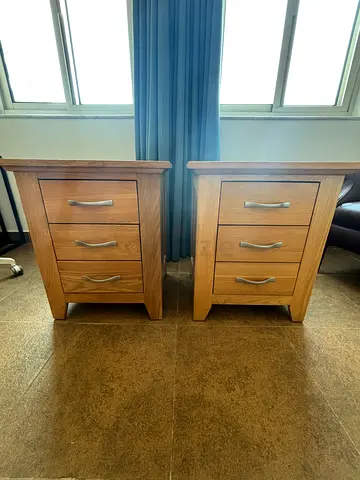 Pair of Solid British Wood Bedside Tables / Nightstands - Light British Oak from Archipelago Ascot