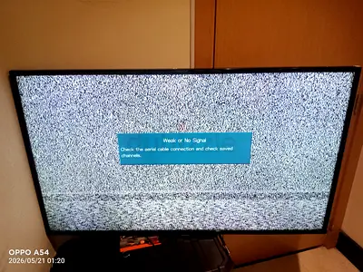 60 Flat Panel TV (shows static) - For Parts/Repair