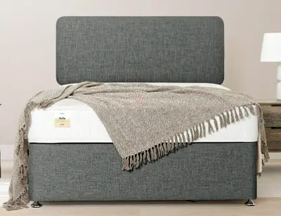 Grey Fabric Single Bed Frame with Headboard