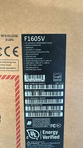 Asus Vivobook F1605V I7 hexa core laptop used 1 time only. COLOR:TRANSPARENT SILVER Intel i7 13260H