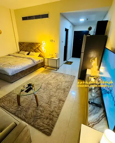 A golden opportunity! Luxurious, fully furnished studio apartment for monthly rent in Al Rawda 2, a new building – Ajman ✨