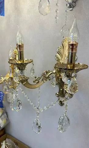 Elegant Gold Crystal Wall Sconce