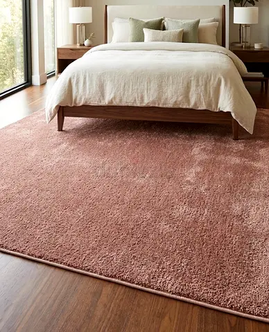 Large Plush Solid-Color Area Rug — Rose/Blush, Bedroom Size-200x300cm