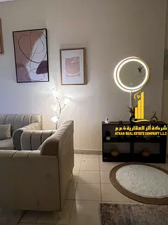 Furnished two-bedroom apartment with a living room for rent in Ajman, clean and tidy furnishings. Lo
