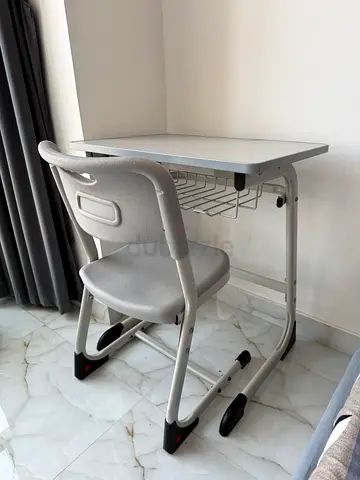 Study Table for kids - Compact Adjustable Overbed Table / Laptop Table - Light Grey