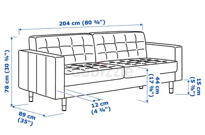 IKEA 4-seater Sofa with Measurements (Good Condition)