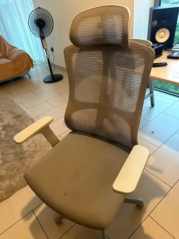 Ergonomic Mesh Office Chair with Headrest — Light Grey