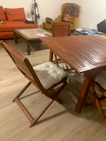 Solid Wood Folding Dining Table with 2 Matching Chairs