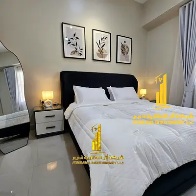 Luxurious one-bedroom apartment (first tenant) furnished with new furniture for monthly rent in Ajman - Al Jurf 2 - next to Al Aqsa School