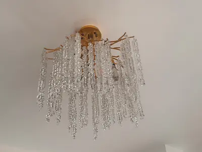 Chandelier with Crystal Droplets - Good Working Condition
