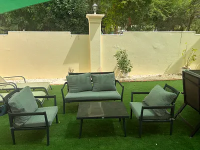 Outdoor 4-Seater Garden Sofa Set with Cushions and Coffee Table