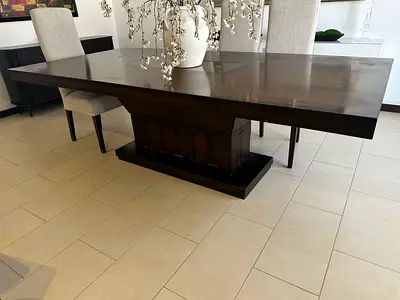 Dining Table with Central glass Pedestal Base - Seats 8