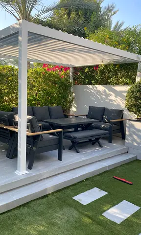 Outdoor patio lounge set with pergola — 6-piece seating