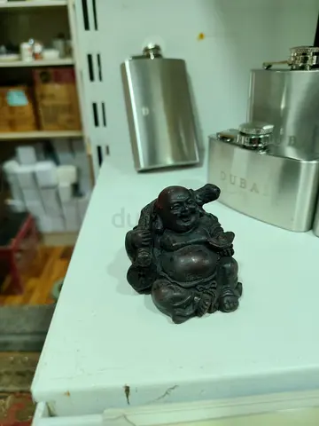 Feng Shui Laughing Buddha Resin Figurine – Dark Bronze Finish Lucky Happy Man Statue (6cm)