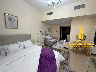 Furnished studio apartment for rent in Ajman, Al Jurf 2, Jasmine Towers. Clean and tidy furnishings. Includes all bills and internet. Fully furnished