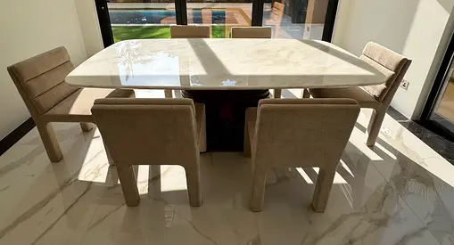 6 x brand new fabric dining chairs - beige