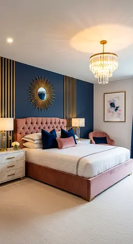Pink Tufted Velvet Bed Frame and Headboard